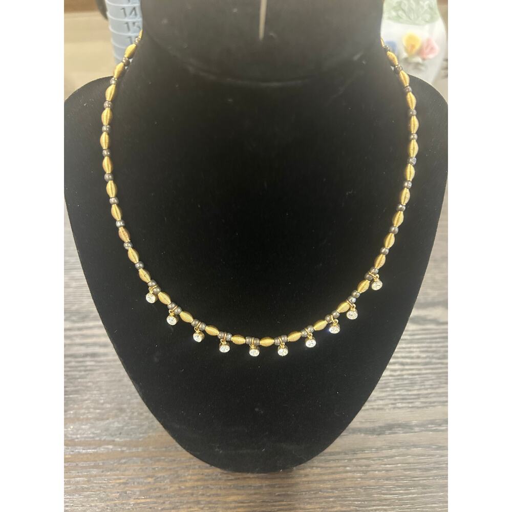 Vintage Victorian style gold tone beads with stone fringe